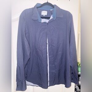 Construct Navy Patterned Dress Shirt